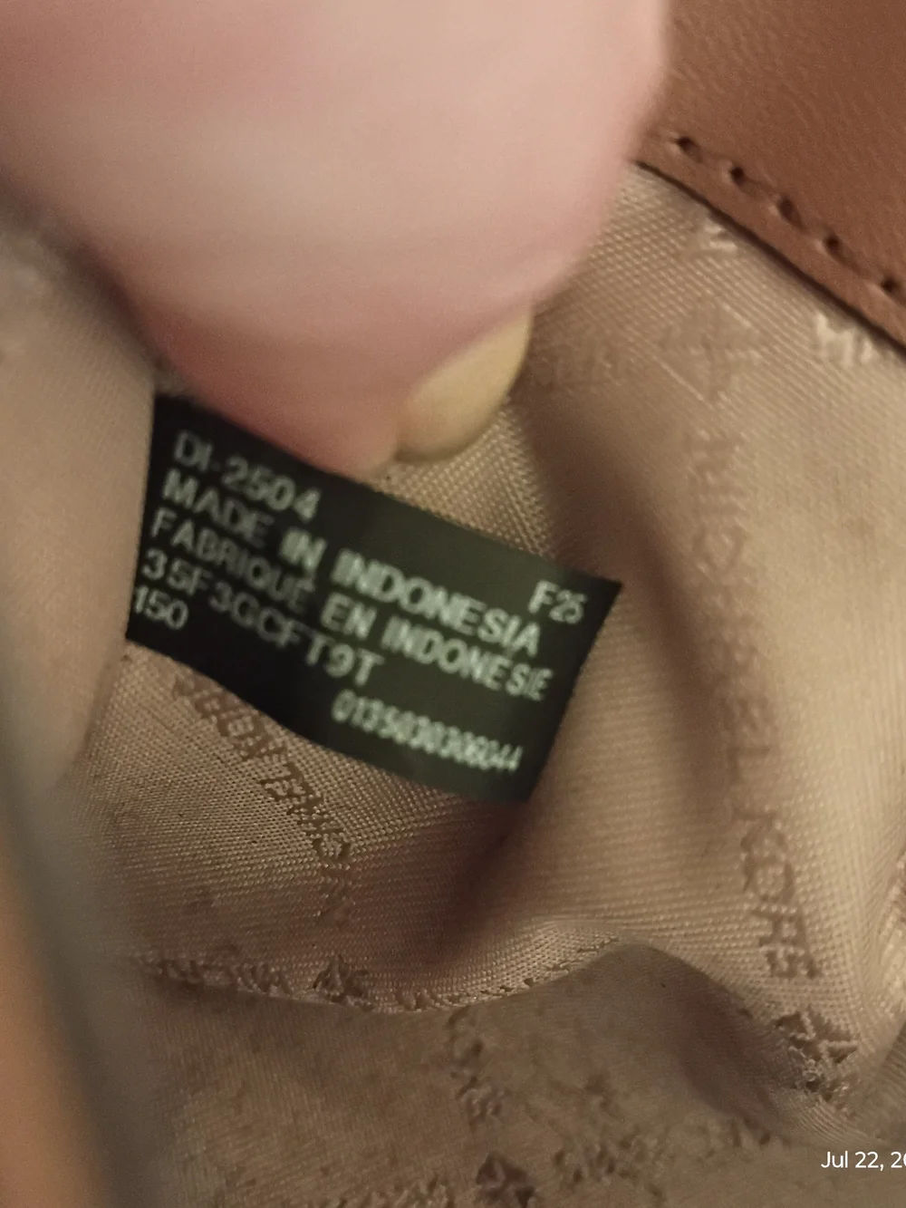 Michael Kors tan leather envelope clutch with gold logo